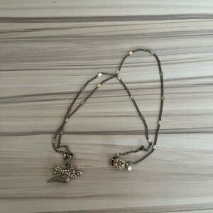 LC Lauren Conrad Rhinestone Sparrow Swallow Retro Rockabilly Bird Necklace